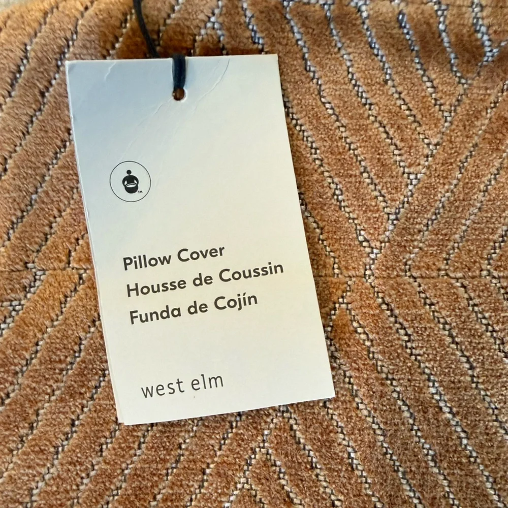 Textured Geometric Throw Pillow Cover - Rust color